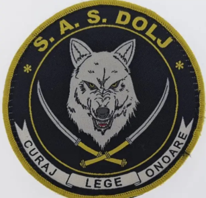 ROUND WOVEN EMBLEM INSCRIBED S.A.S. DOLJ